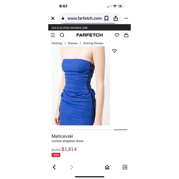 Maticevski Cygnet Ruched Strapless Dress in Royal Blue NWT Size US 6 - Picture 6 of 13